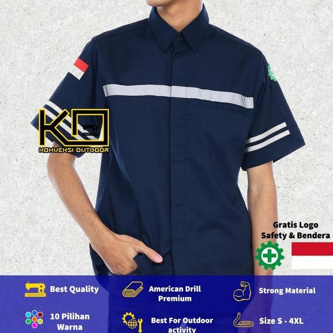 NEW BAJU KEMEJA SAFETY WEARPACK K3 OUTDOOR PREMIUM LENGAN PENDEK SERAGAM PROYEK KEREN PRIA KERJA LAP
