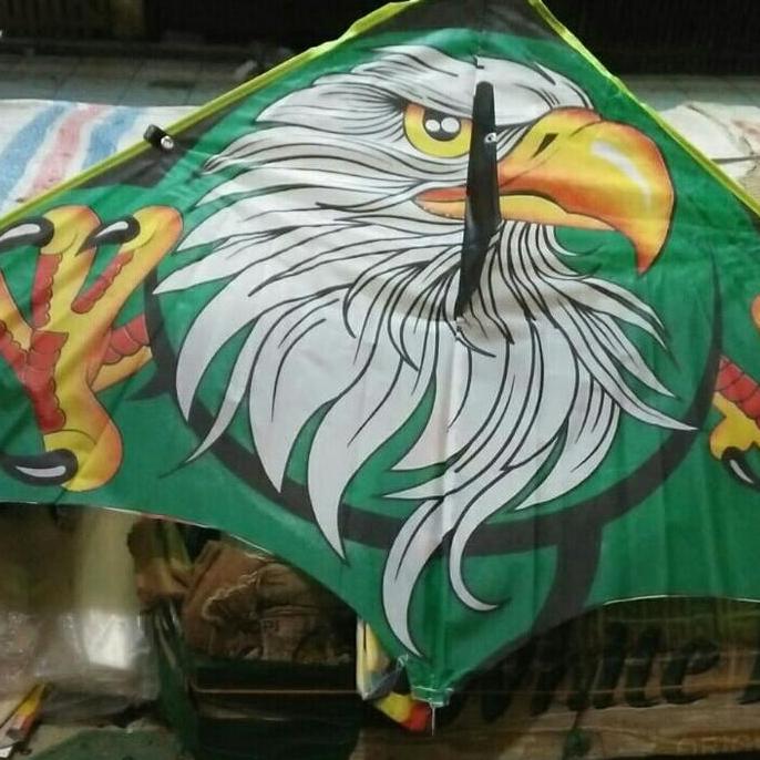 New- layangan parasut gambar burung elang+layangan lipat+layangan pantai