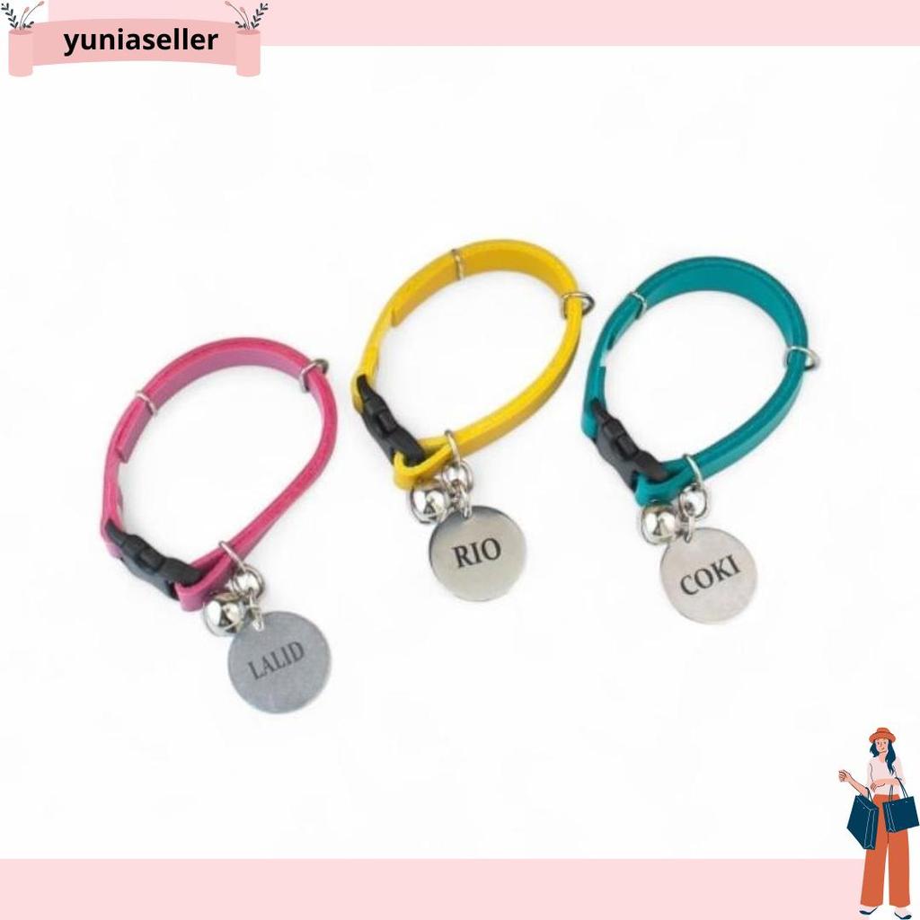 Grosir Kalung Kucing Custom Nama & Nomor Hp Kulit Sintetis Aksesoris