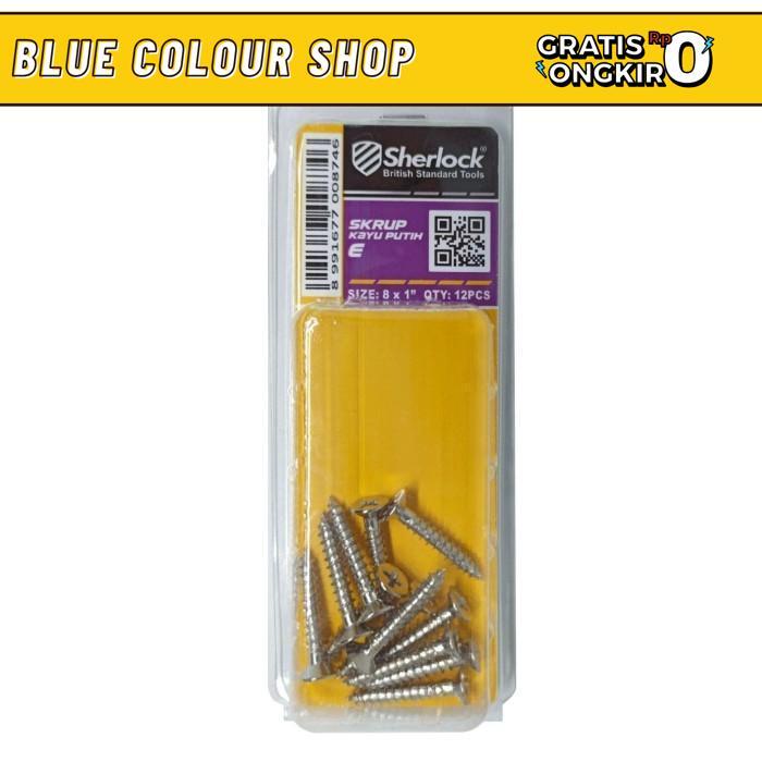 SKRUP KAYU PUTIH ENGSEL (8X1") SHERLOCK BY BLUE COLOUR SHOP