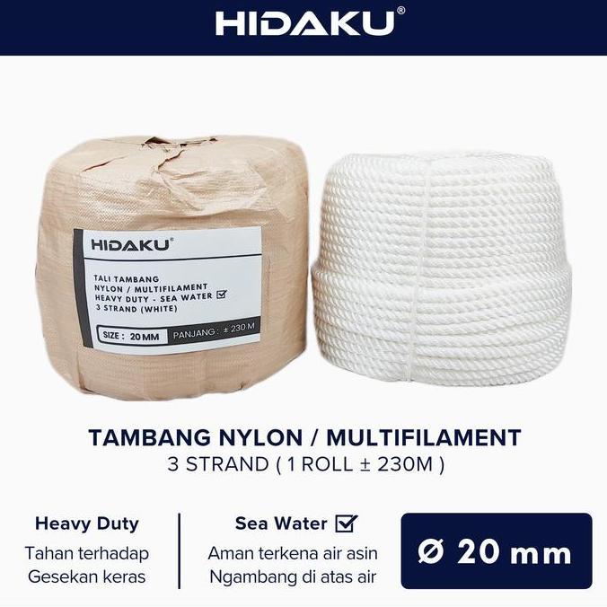 TERMURAH - HIDAKU tali tambang nylon 20mm ROLL / tambang nilon 20mm / ROLL