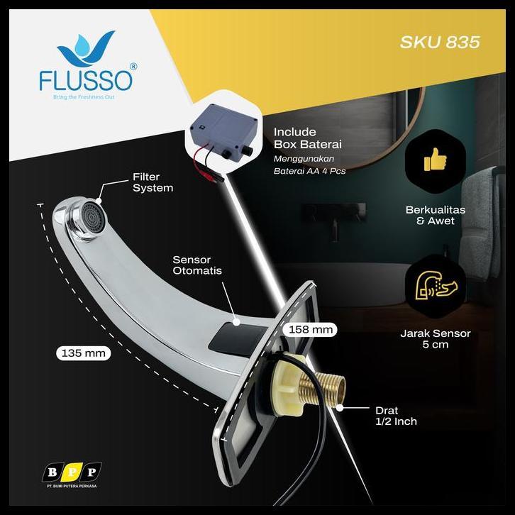 KRAN AIR WASTAFEL SENSOR OTOMATIS KERAN SINK FLUSSO KWT