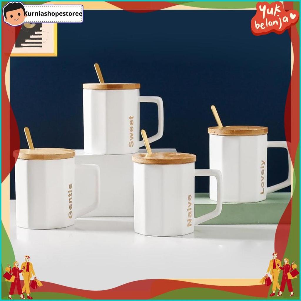 Sale Either.Id Gelas Cangkir Keramik Estetik Style Cantik Nordic Kopi Teh Keramik Mug Tutup Sendok V