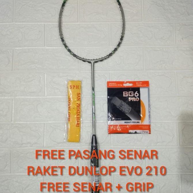 RAKET BADMINTON DUNLOP EVO 210 FREE SENAR LEONEPRO + GRIP Terlaris