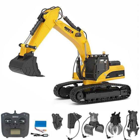 TERBARU HUINA 1580 RC Excavator Big FULL Metal 1/14 32Ch ( 1580 ) CAT 580 NEW VERSION