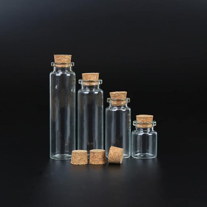 +++++] Botol Gelas Kaca Tutup Kayu - Wave Kotak Rosario Tempat Kalung + Tutup Kayu Botol Hiasan / So