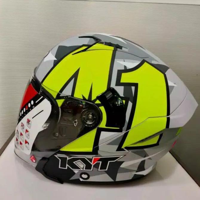 KYT HELM NFJ ESPARGARO 2018 GUNMETAL YELLOW MATT REPLIKA Terlaris