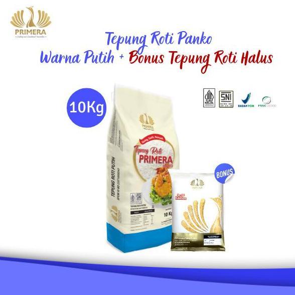 Primera - Tepung Roti Panko Warna White/Putih 10Kg + Bonus Tepung Roti Halus 500G