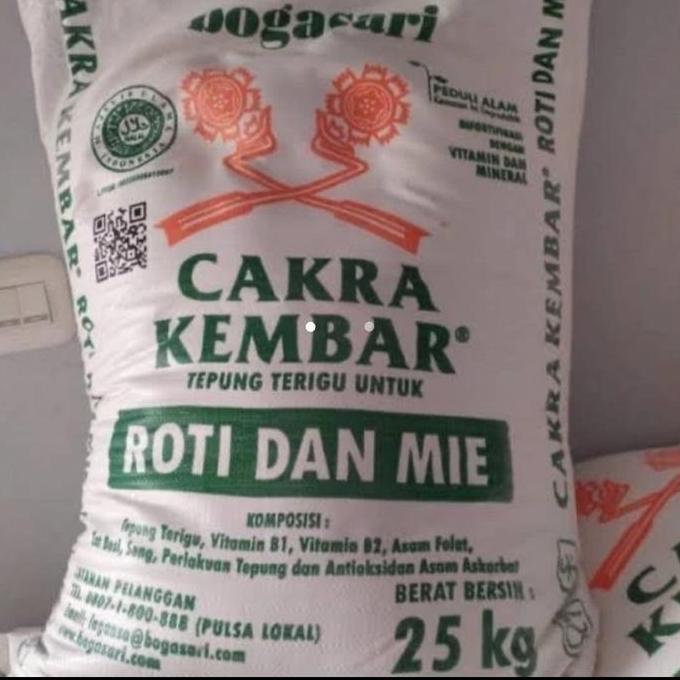 Tepung Terigu Bogasari Merk Cakra Kembar 25Kg Untuk Roti Dan Mie