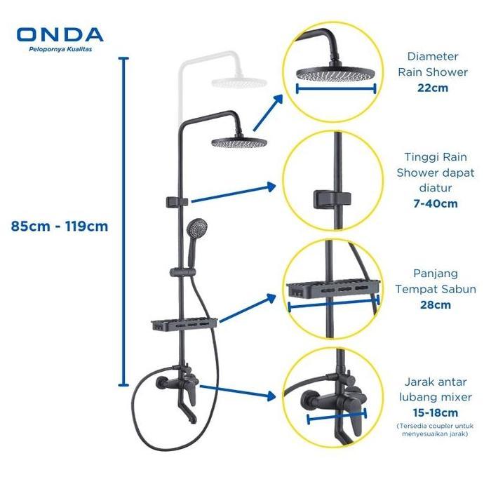 Janjuko_3 - ONDA Rain Shower Set 3 in 1 Kamar Mandi Panas Dingin Full Set SUS 34