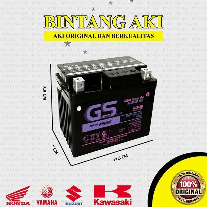 Aki Motor Gs Gtz5S Mf Untuk Honda Beat, Vario 110, Supra X 125, Scoopy, Spacy, Blade Revo Dan New Me