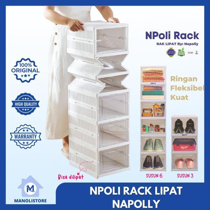 Napolly Rak Sepatu Lipat 3 & 6 Susun Kokoh Anti Jamur