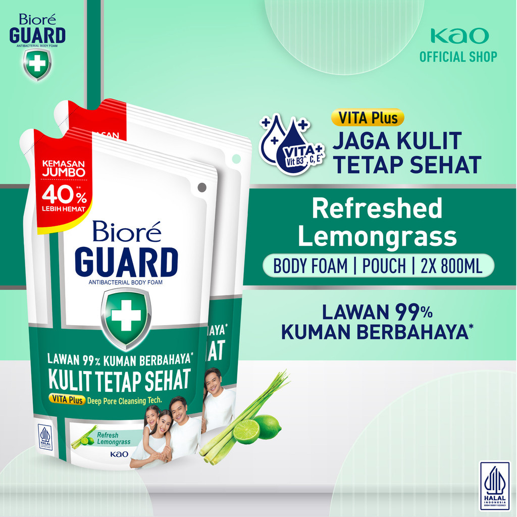 Biore Guard Refreshed Lemongrass 800ml Pouch Twinpack