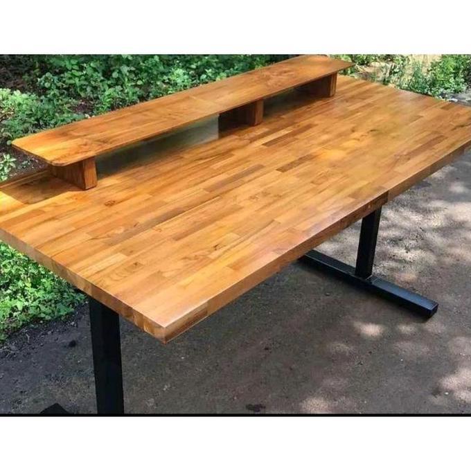Terlaris Meja Komputer Fjl/Laminasi Kayu Jati, Meja Kerja, Meja Pc, Meja Kayu Jati Besi Furniture