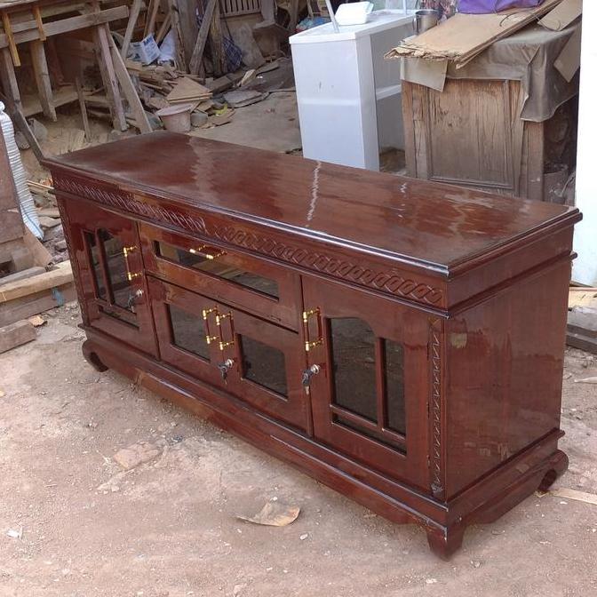 Terlaris Bupet Tivi  Bupet Rata  Kayu Jati Asli