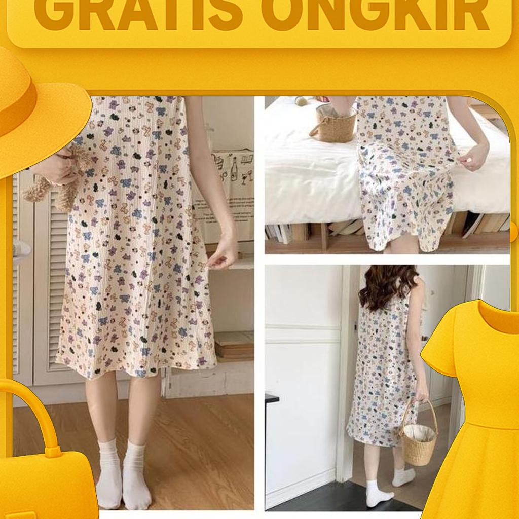 Daster Terusan Baju Tidur Wanita Dewasa Tanpa Lengan