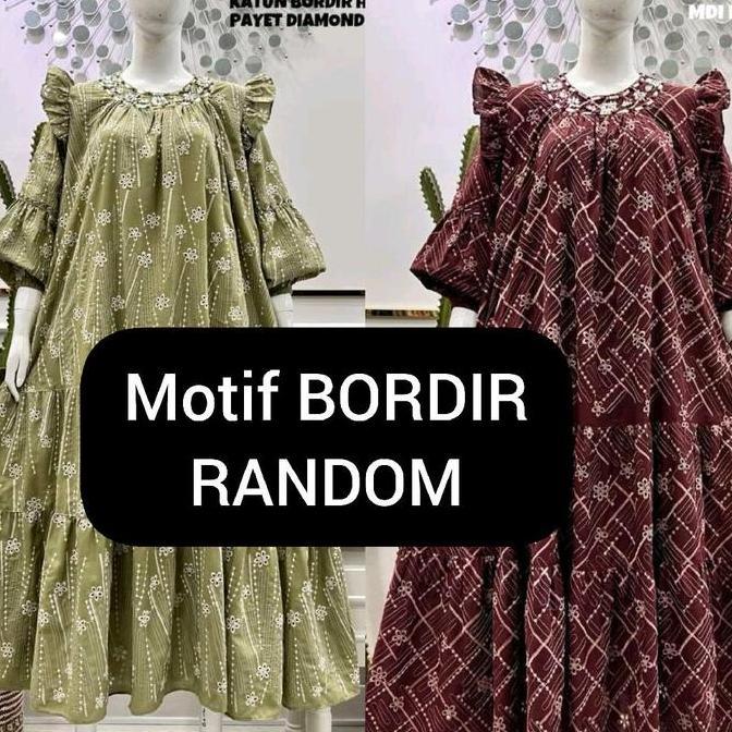 salvina midi katun bordir bolong payet ruffle ||||||o