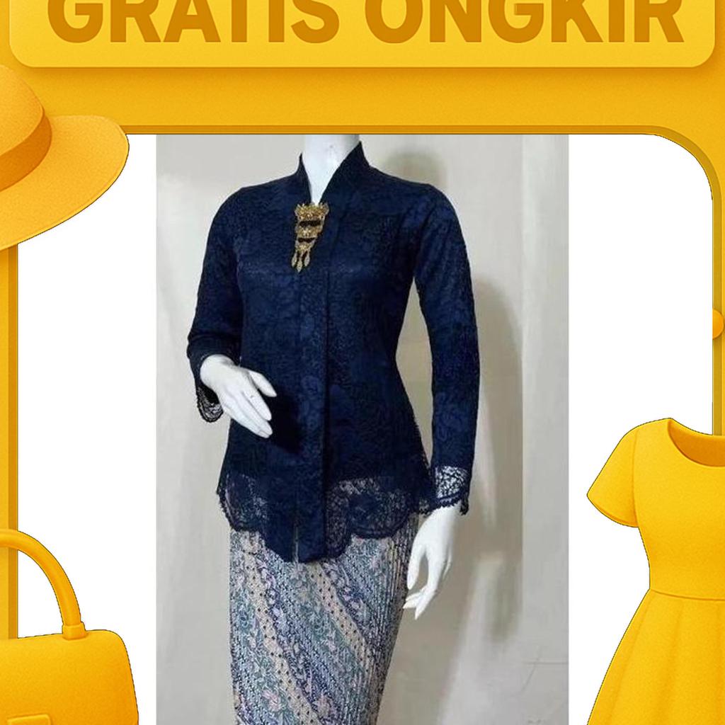 Promo Atasan Kebaya Brokat Kartini Floy Lengan Panjang Busui Hijab / Kebaya Wisuda / Kebaya Murah