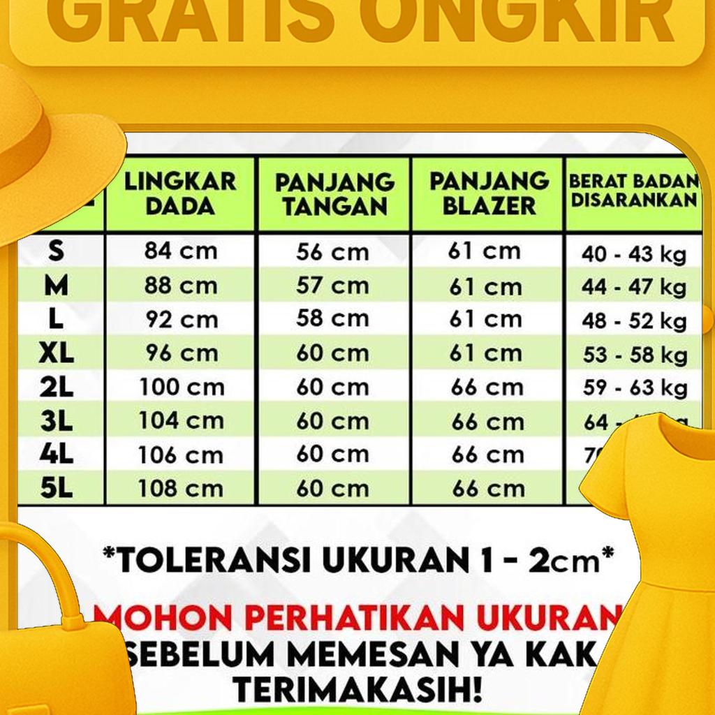 Stelan Jas 1 Set Blazer & Rok Line A / Rok Panjang / Rok Kerja Wanita