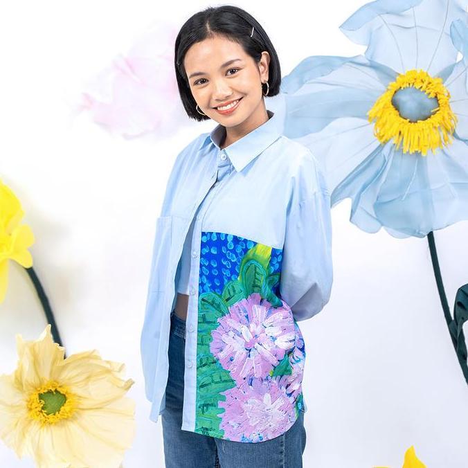 SOVLO Lyla Oversized Shirt - Kemeja Lengan Panjang Wanita - Atasan Wanita