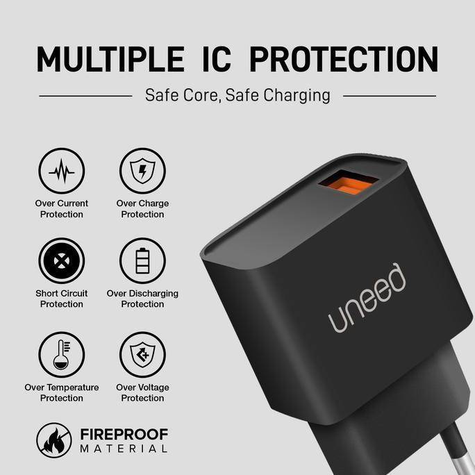 Tanamanara - Uneed Quickplug Wall Charger Quick Charge 3 Max 18W Uch411