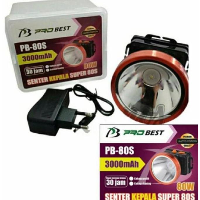 SENTER KEPALA 80 WATT SUPERLED MERK PROBEST PB-80S CAHAYA PUTIH