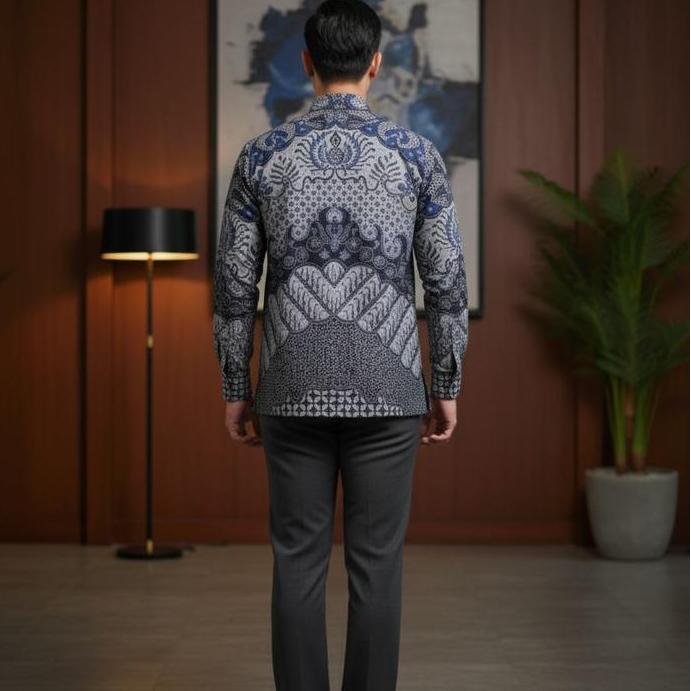 Batik pria modern lengan panjang DOBBY Lapis puring RB00104