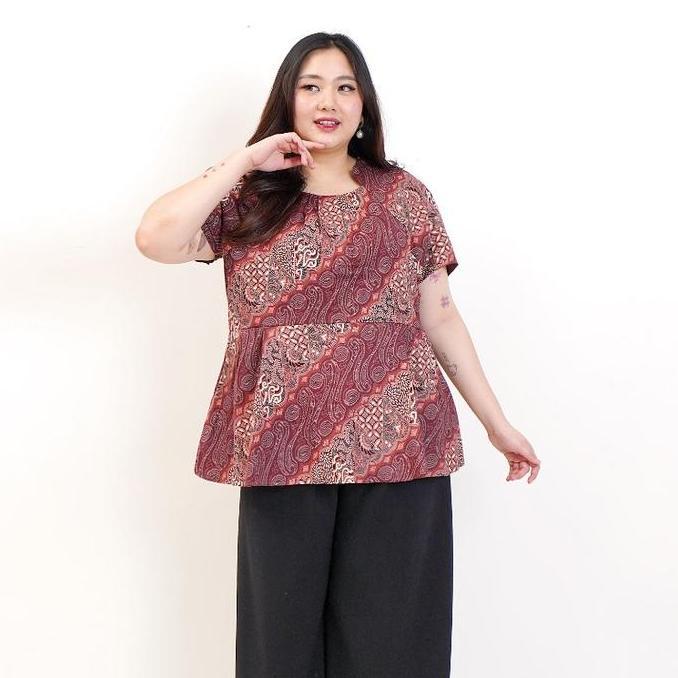 BAJU BLOUSE BATIK WANITA JUMBO BSIZE KERJA PESTA HAMIL 315 XXL XXL