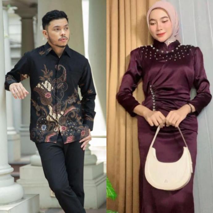 Dress Couple Payet Gamis Sarimbit Kondangan Wisuda Baju Pasangan Muda Tunangan Lamaran Mewah