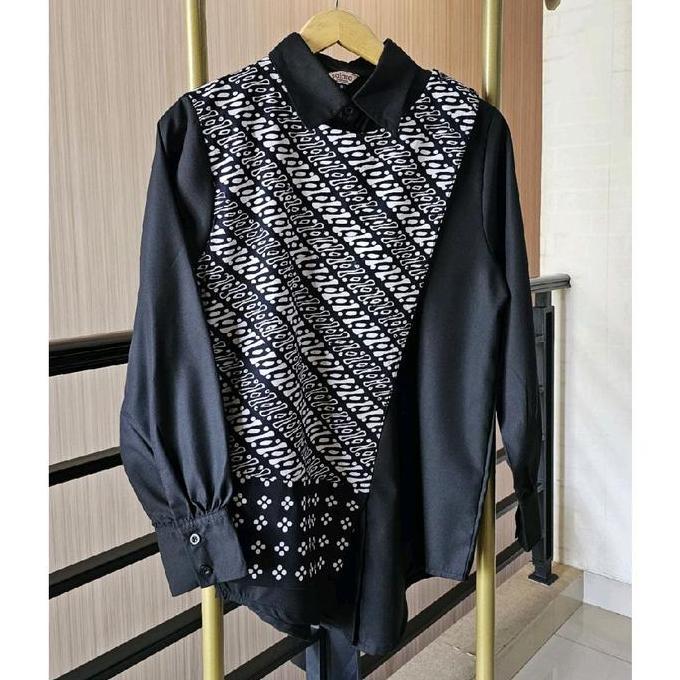 SAIARA KEMEJA BATIK KOMBINASI RAISHA HITAM