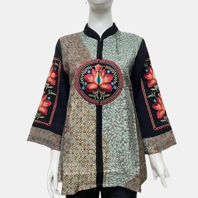 Blouse Batik Wanita Lengan Panjang Batik Modern Motif Terlaris Bordir Asli Blouse Atasan Baju