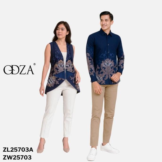 Odza Set Atasan Batik Katun Lengan Panjang Outer Luaran Bolak Balik Pasangan Pria Wanita Couple Pang