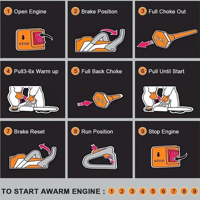 Reaim Mesin Potong Kayu 12 inch bar Chain saw 58CC Chainsaw 2Tak Gergaji Potong Kayu mesin gergaji G