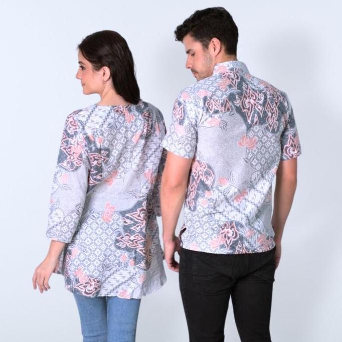 BATIK TRUSMI Set Couple Batik  Mega Mendung Kombinasi Pastel