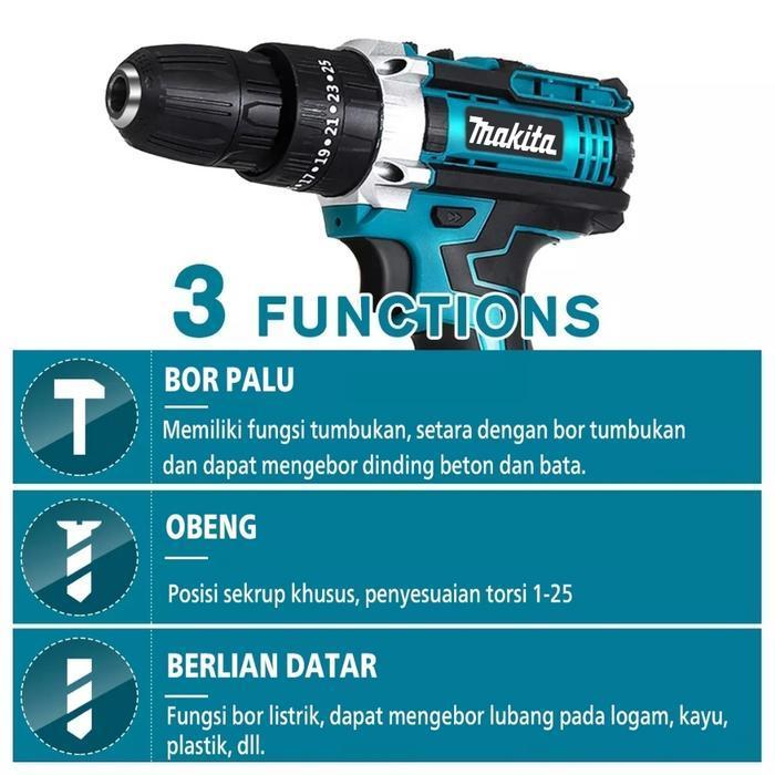 Makita 766V/388V Mesin Bor Cordless/Bor Baterai/ Bor Listrik/Impact Drill Bor Original Dan Terpercay