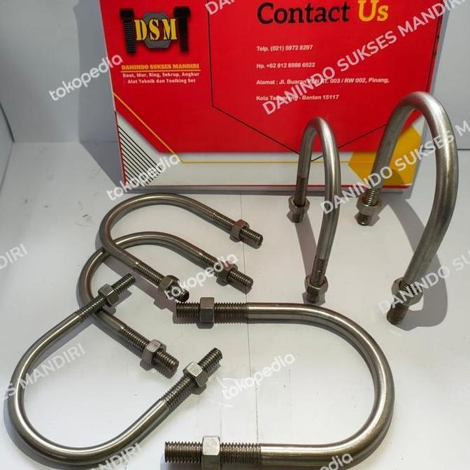 SS 304 / M8 U Bolt 5/16x2 1/2" / Klem U 2 1/2 Inch Stainless