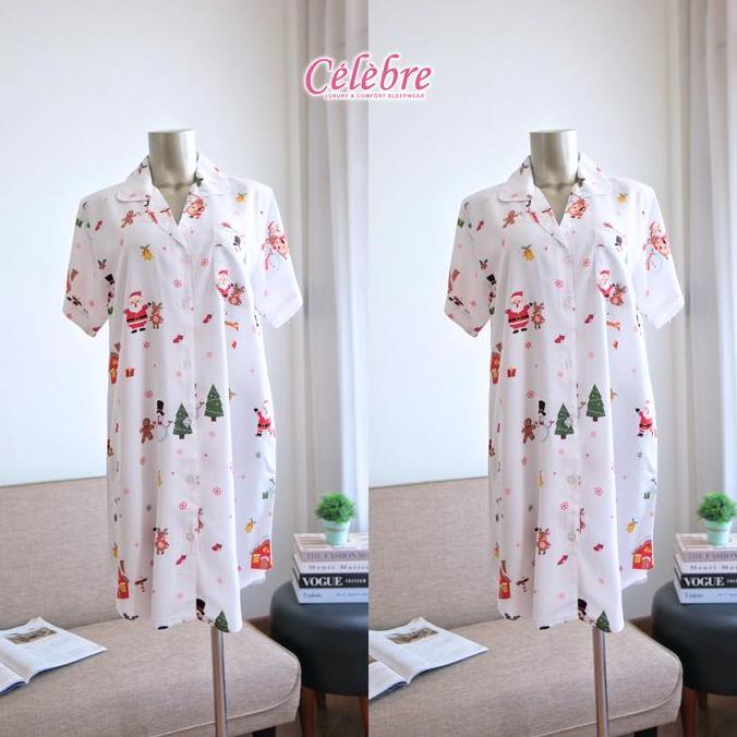 Celebre - Christmas Series | Natal Putih & Merah | Organic Cotton Rayon | Daster Organic Cotton Rayo