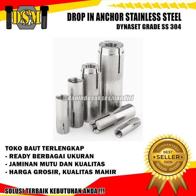 SS 304 / Dynaset Stainless M8 / Dinaset 8 MM / Drop In Anchor M8x10x30 SUS Steel