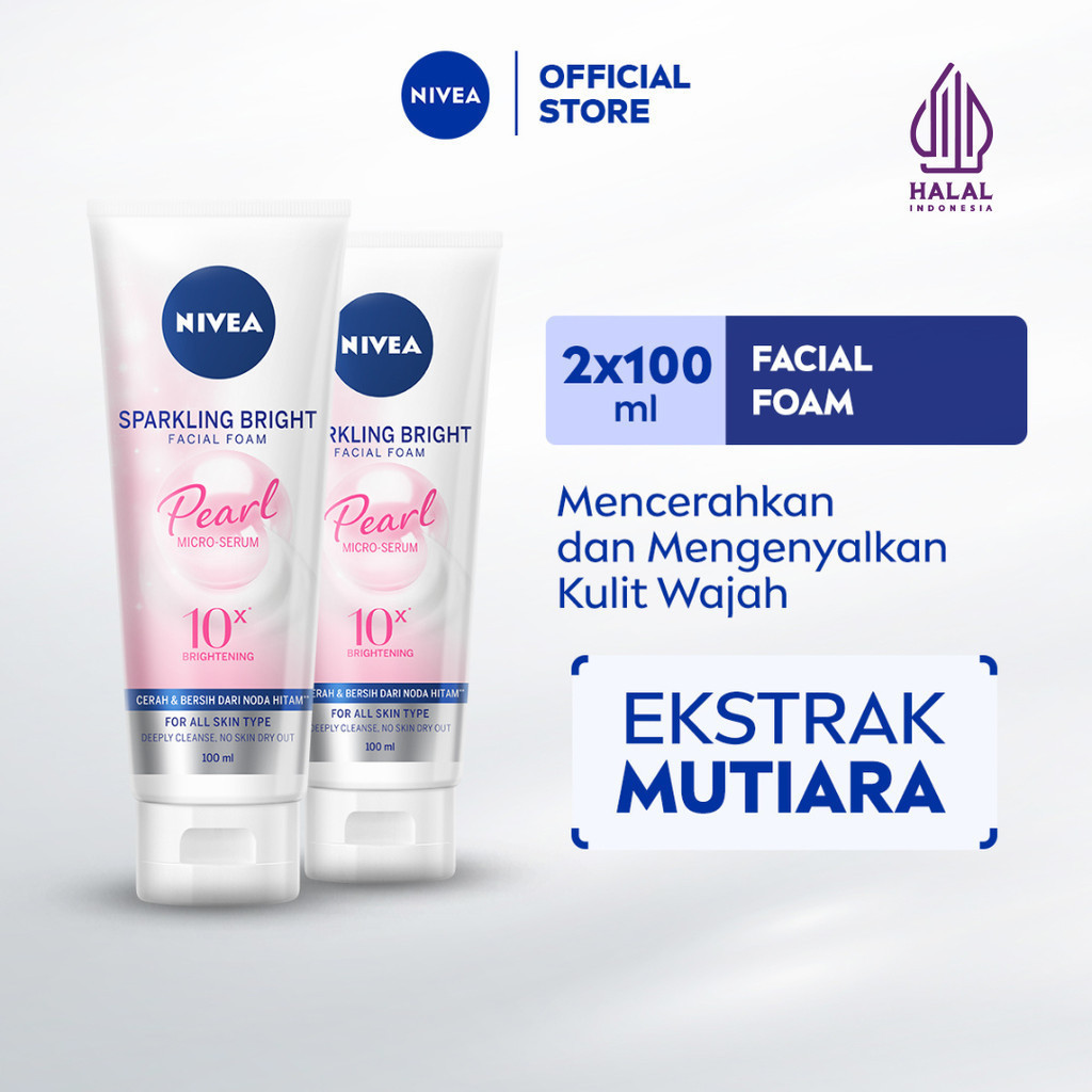 (PAKET HEMAT ISI 2) NIVEA Facial Foam Sparkling Bright 100ml - Sabun cuci muka wanita mencerahkan br