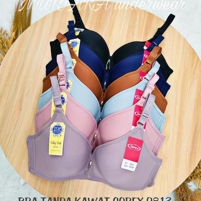 Murah Bra Tanpa Kawat Sorex 9813 Sayap Lebar Size 34-40 Cup B-C Kait 3 Busa Sedang Bahan licra BH so