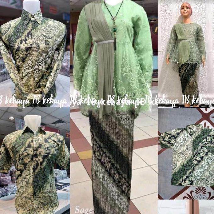 Setelan Kebaya Wanita Brokat Tile Bordir Couple Keluarga Pasangan Atasan Baju Batik Katun Kondangan 