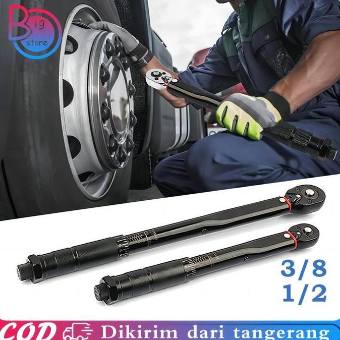 Murah 3/8" 1/2" Kunci Torsi Momen Preset Kunci Torsi Sepeda 5-210N Alat Torsi Kunci Positif Negatif 