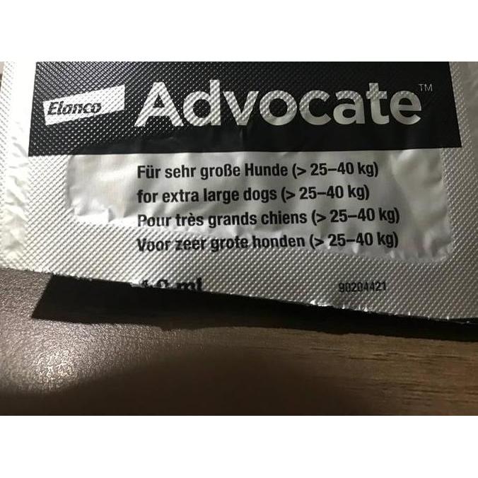 Advocate Dog XL 1 Tube - Obat Kutu - Cacing Anjing 25 - 40Kg