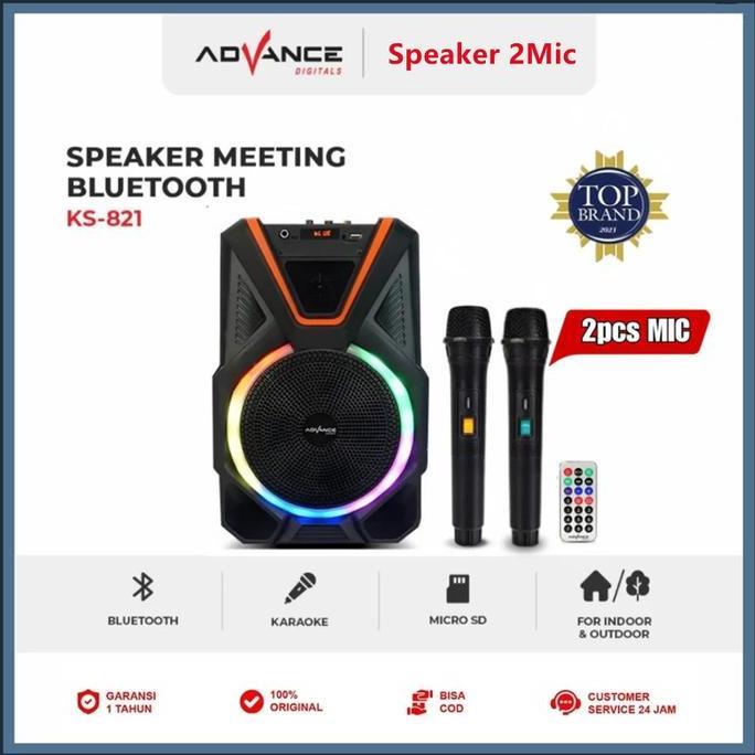 CODAdvance Speaker Bluetooth KS-821 2Pcs Mic 8 inch Bluetooth Speaker Microphone Wireless Best