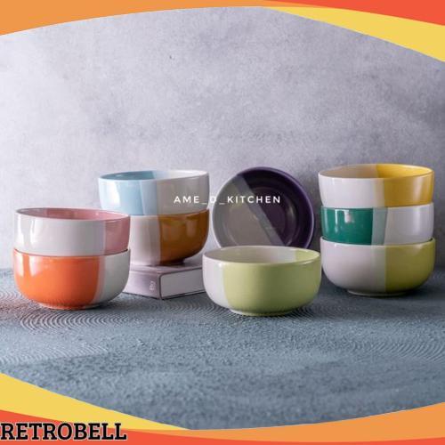 Hot Sale Mangkok Bijian Keramik Bulat Two Tone 10 Warna