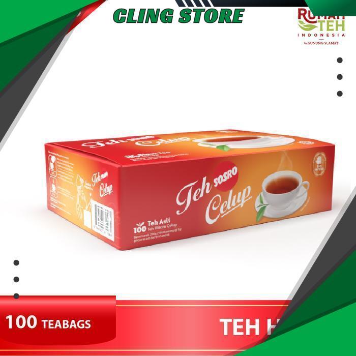 TEH CELUP SOSRO 100 BAGS (1 BOX) TEH HITAM BERKUALITAS TEA BAG BEST SELLER