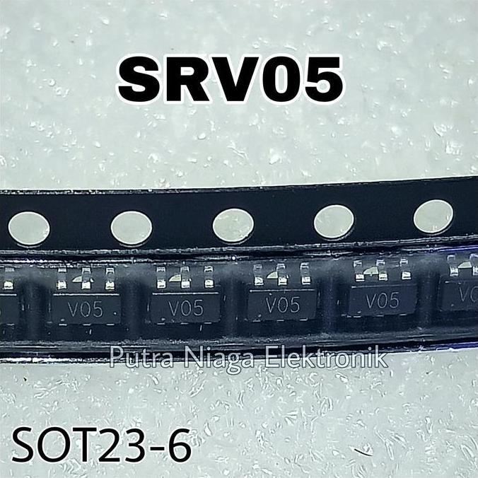 Murah (1) Dioda SRV05 Chip Kecil ESD Protection Diode TVS SRV05-4 SOT23-6 Marking V05 putran1a Seger