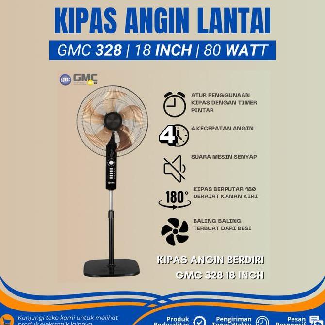 Kipas Angin Berdiri 18 Inch Gmc 328 Stand Fan 18 Inch Kipas Angin Lantai Baling Besi Kipas Berdiri