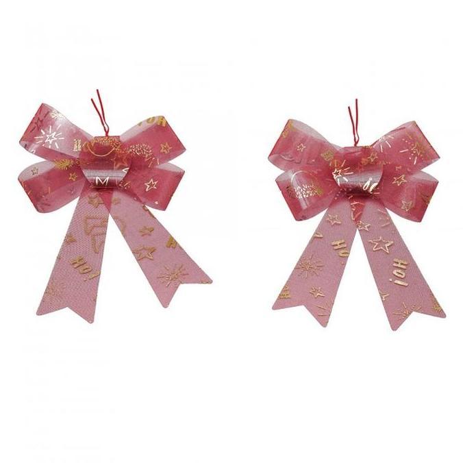 Pita Pohon Natal Besar Soft Red Motif Gold isi 2 pita natal pita dekorasi natal pita hiasan natal pi