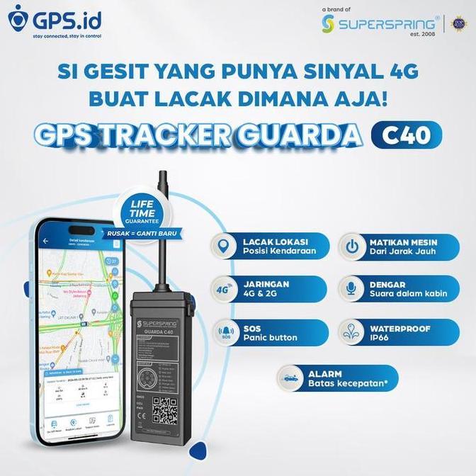 Gps.Id Plus Guarda C40 Gps Tracker Pelacak Kendaraan Jaringan 4G Matikan Mesin Jarak Jauh - Gratis P